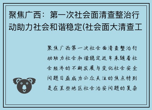 聚焦广西：第一次社会面清查整治行动助力社会和谐稳定(社会面大清查工作)